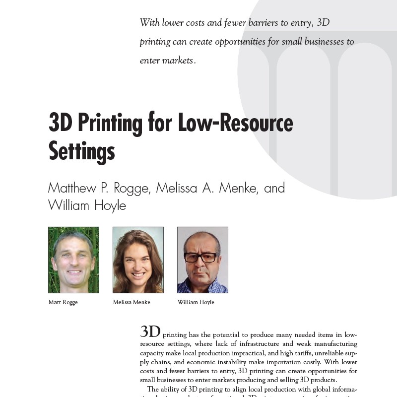 Tech for Trade 3D printing for low-resource settings - The Bridge